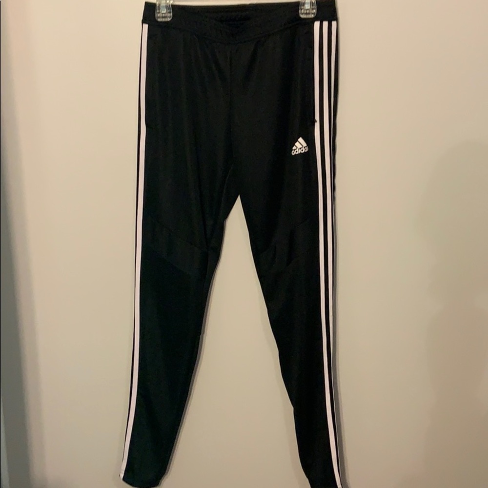 adidas Black Track Pants with White Stripes